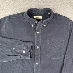 Buck Mason Corduroy Shirt Mens Large Navy Blue One Pocket Button Down Work